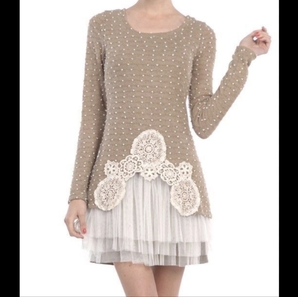 Ryu texted knot knitted dress peekaboo tule‎ size sm - Picture 1 of 8